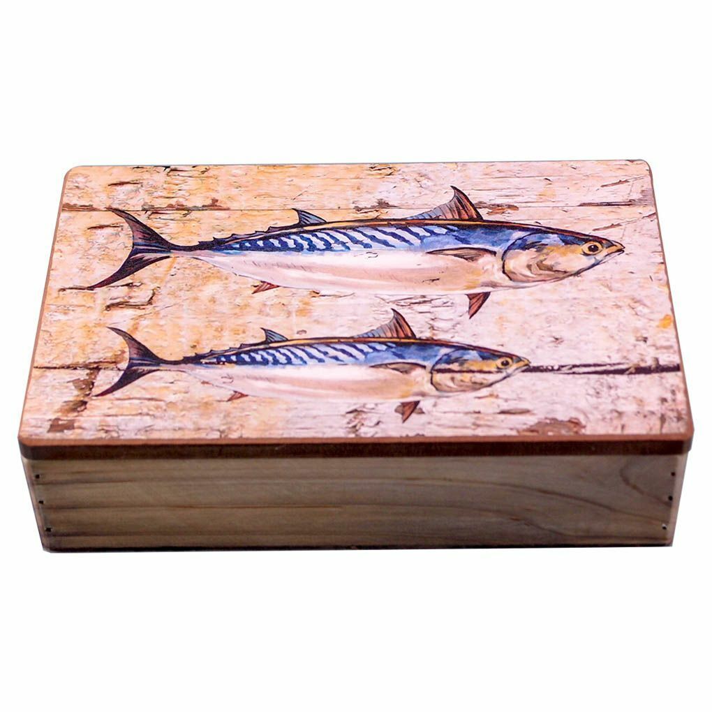 Wooden Box with Mackerel Motif - Fish Box - Ideal Gift / Storage Box