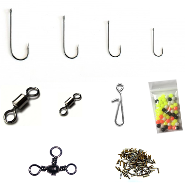 Sea Fishing Tackle Set  Make up to 25 Rigs Swivels Beads Bait Clips Hooks Crimps