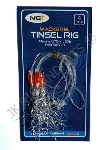 Tinsel Rig - 4 Hook Mackerel Rig - Sea Fishing Rig Mackerel Cod Pollock 2/0 hook