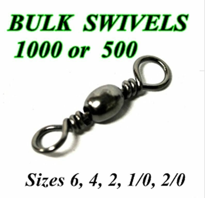 BULK Barrel Swivels - 1000 or 500 Size 2/0 1/0 2 4 6 8 10 Rig Fishing – JK  Rigs and Bits