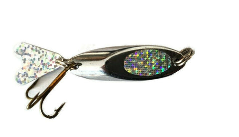 2 x Silver Wedge with Tail Spinner - Bass Mackerel - 18g Fishing Lure - Sea / Pi