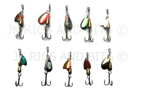 10 x Spinner Lures - Mackerel Bass Pike Perch Trout Fishing