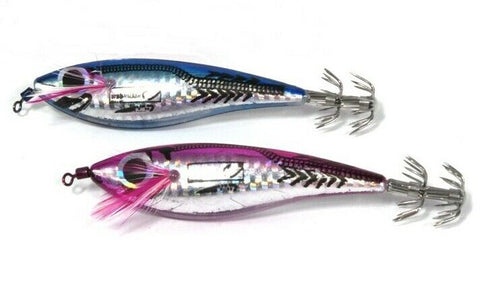 Quality Holographic Squid Jig Lure - Pink and Blue