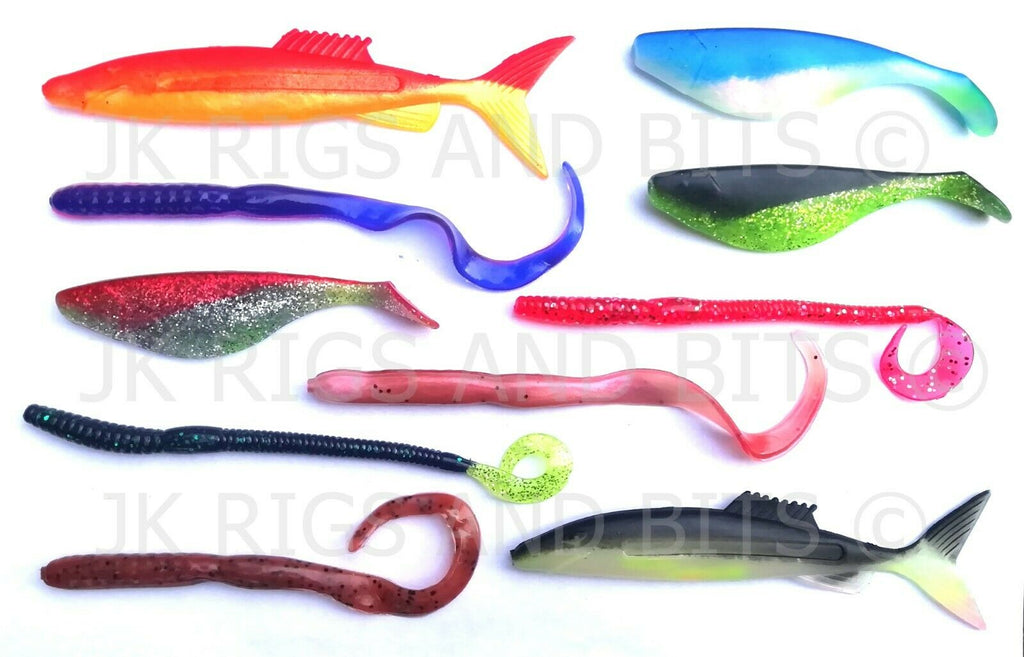 10 x Assorted Soft Bait Lures – JK Rigs and Bits