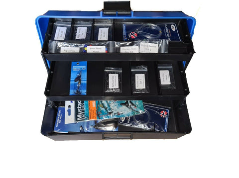 Sea Fishing Tackle Box Set - with Rigs, Spinner, Hooks, Swivels, Clips, Crimps